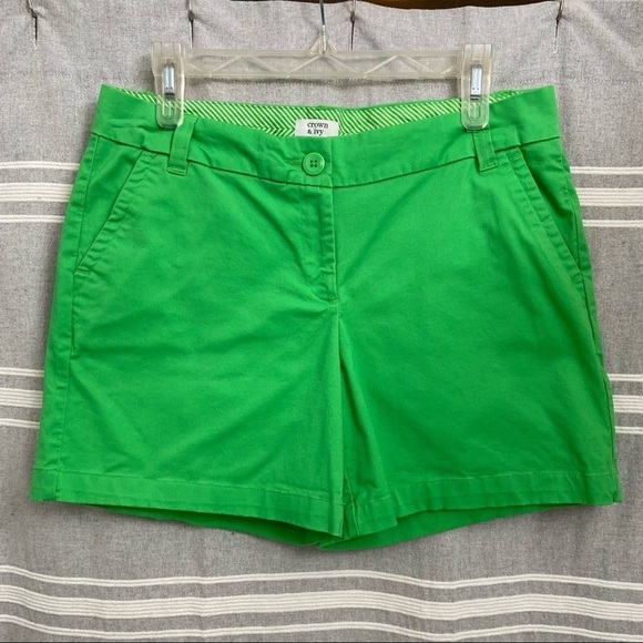 crown & ivy Pants - CROWN & IVY / Green Twill Shorts Size 6